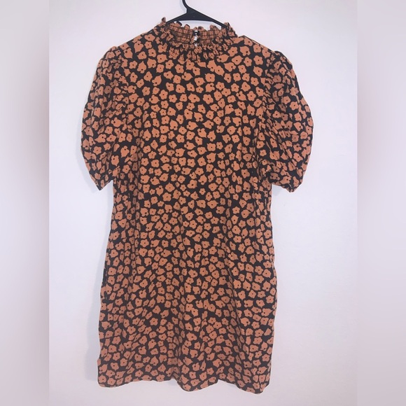Who What Wear Linen Blend Puff Sleeve Floral Dress - Picture 7 of 10